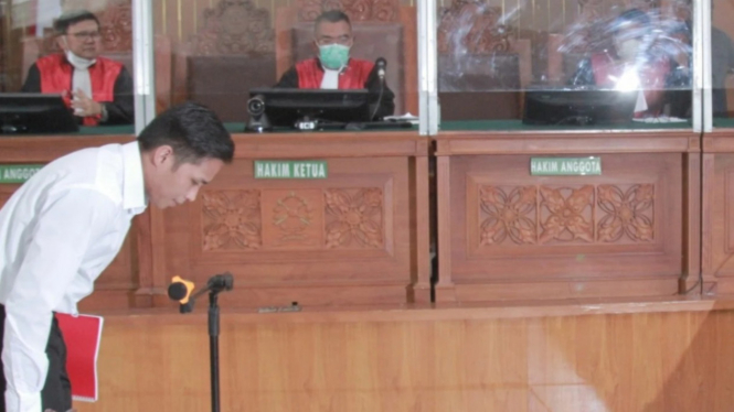 Terdakwa Bharada E di Pengadilan Negeri Jakarta Selatan.
