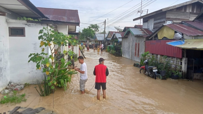 Banjir di Langsa Provinsi Aceh.