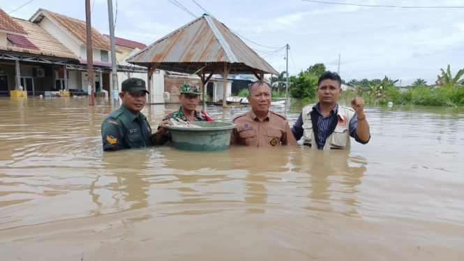 Banjir di Labuhanbatu Utara Sumatera Utara.