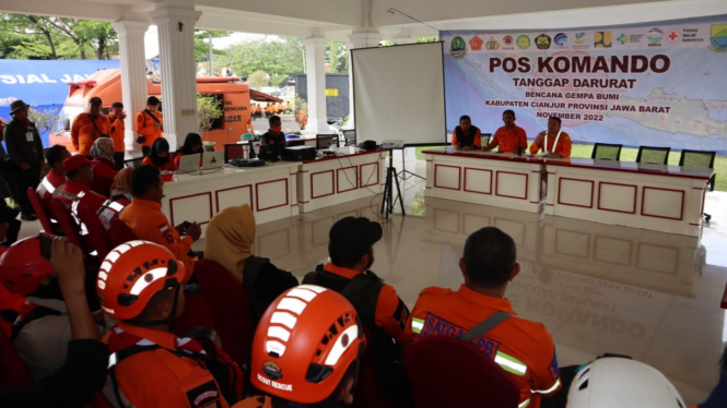 Posko tanggap darurat gempa bumi Cianjur, Jawa Barat.