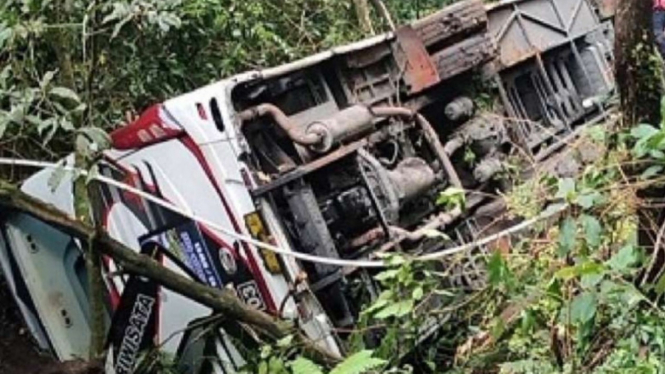 Bus Rombongan Wisata dari Semarang Masuk Jurang, 7 Orang Tewas