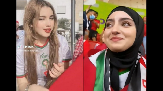 Penampakan Wanita Cantik Suporter Timnas Maroko Bikin Gaduh Warganet
