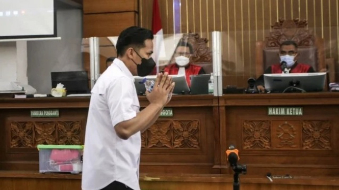 Bharada Richard Eliezer atau Bharada E di PN Jakarta Selatan.