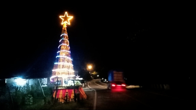 Ribuan Pohon Natal dari Bahan Daur Ulang Hiasi Jalan di Tana Toraja