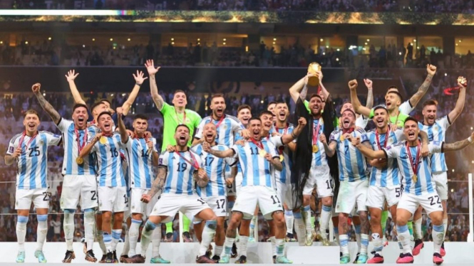 Momen Timnas Argentina merayakan Juara Piala Dunia 2022