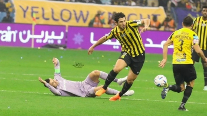 Cristiano Ronaldo saat Al Nassr kalah dari Al Ittihad 1-3