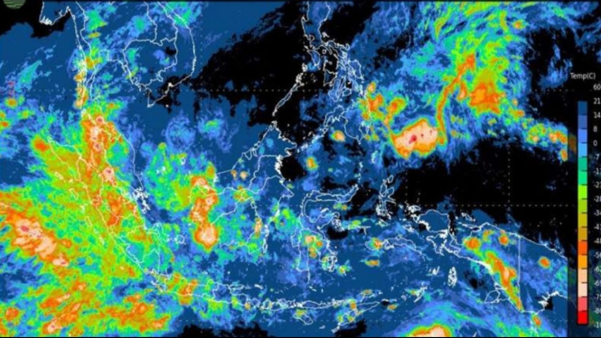 Foto satelit Himawari BMKG terkait ramalan cuaca di tanah air.