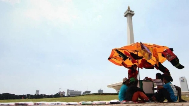 Ilustrasi cuaca cerah di Ibu Kota Jakarta.
