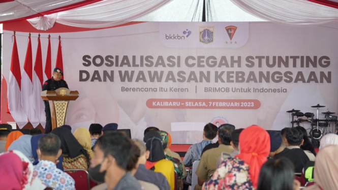 Brimob lakukan sosialisasi cegah stunting di Jakarta Utara.