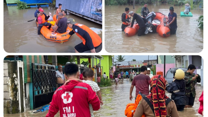 Kolase banjir di Kabupaten Barru, Sulawei Selatan.