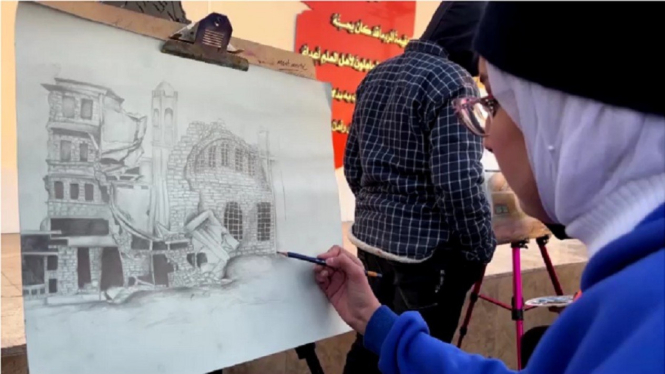 Seniman melukis maha dahsyat gempa Turki dan Suriah