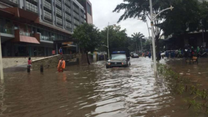 Ilustrasi genangan air banjir di DKI Jakarta.
