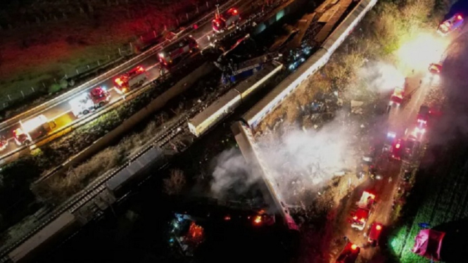 Kecelakaan Adu Kepala Kereta Api di Larisa, Yunani pada (28/2/2023)