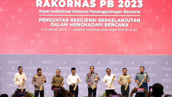 Presiden Jokowi hadir dalam Rakornas Penanggulangan Bencana 2023.