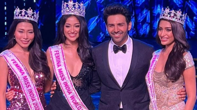Kartik Aaryan Tampil di Miss India 2023, Berpose dengan Para Pemenang