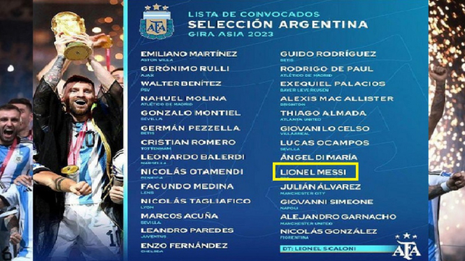 Daftar Skuad Timnas Argentina untuk Laga Lawan Indonesia