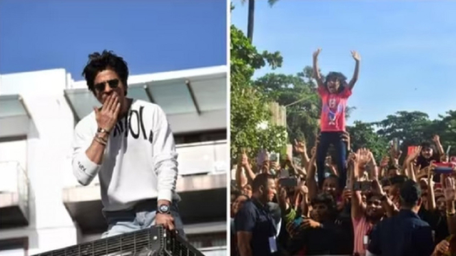 Penampakan Shah Rukh Khan Sapa Ribuan Penggemar