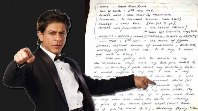 Tulisan Tangan Shah Rukh Khan Mengungkap Cita-Citanya Jadi Aktor