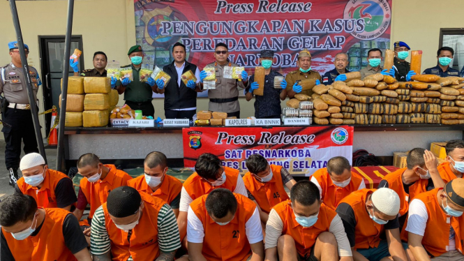 4 Bulan Kasus Narkoba di Polres Lampung Selatan, 22,356 kg Sabu, 195 kg Ganja, 18.985 Butir Ekstasi