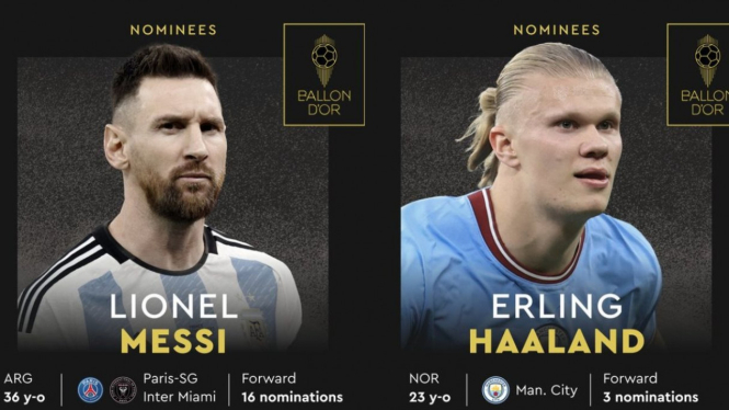 Lionel Messi dan Erling Haaland di Nominasi Ballon d'Or