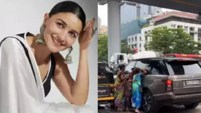 Video Viral Mobil Diduga Milik Alia Bhatt Dikerumuni Sekelompok Wanita di Lampu Merah