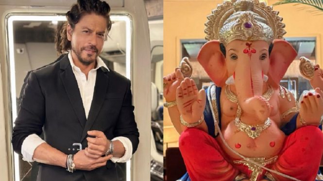 Beragama Islam, Shah Rukh Khan Tetap Sambutan Hangat untuk Ganpati Bappa di Rumah