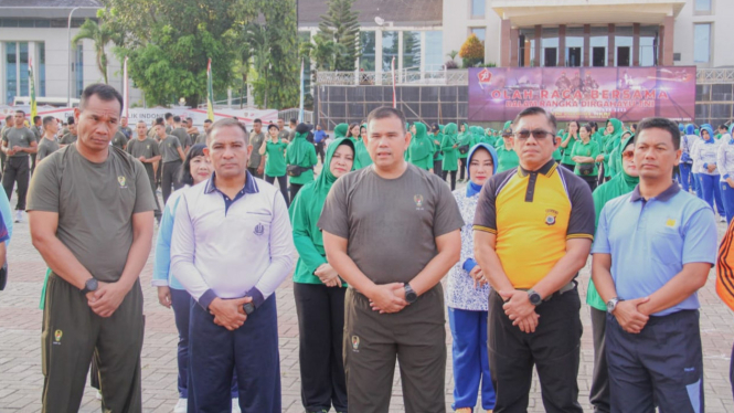 Sambut HUT Ke-78 TNI, Danlantamal IX Bersama Pimpinan TNI-Polri Maluku Olahraga Bersama, Bhakti Sosial Kesehatan