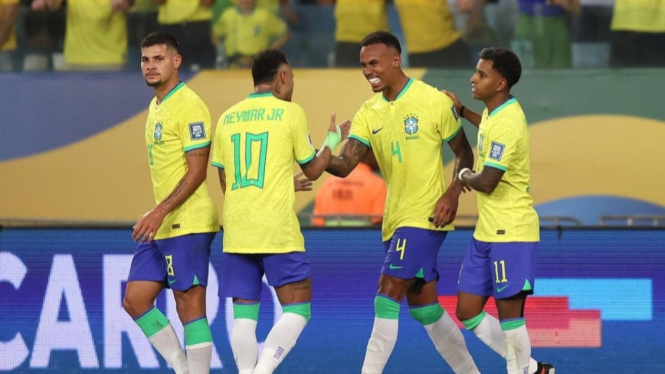 Gabriel Magalhaes (4) cetak gol Brasil vs Venezuela