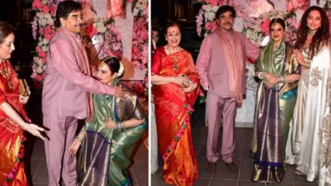 Sempat Bermusuhan 20 Tahun, Rekha dan Shatrughan Sinha Bertemu di Sebuah Pesta Resepsi Pernikahan