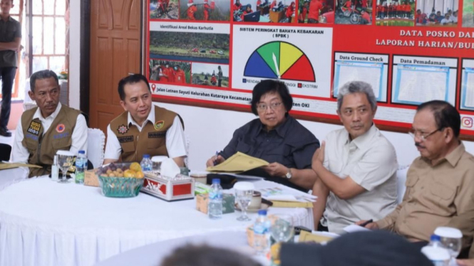 Pj Gubernur Agus Fatoni  Bersama Menteri LHK Gelar Rapat Penanganan Karhutla di Kabupaten OKI