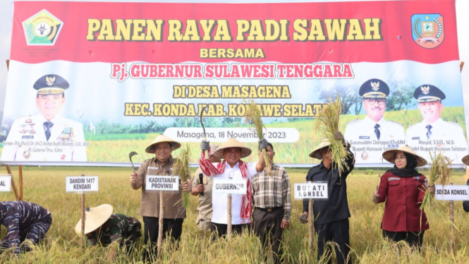Panen Raya Padi Sawah, Ini Pesan Pj Gubernur Sulawesi Tenggara