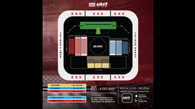 Info dan denah tiket One Pride MMA 75 di Stadion Tennis GBK