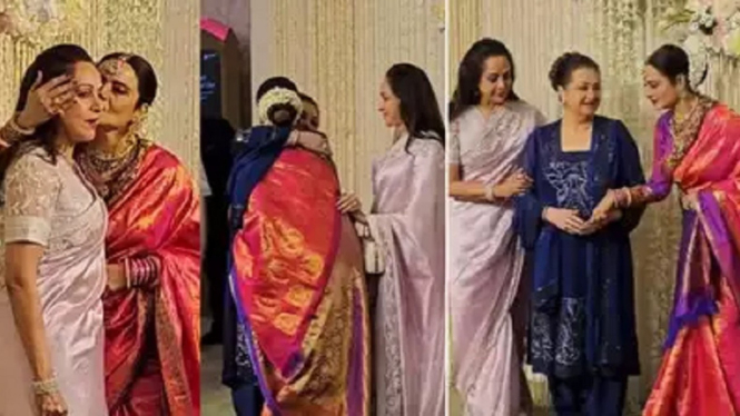 Duo Ikon Kecantikan Bollywood, Rekha dan Hema Malini Saling Berciuman dan Berpelukan