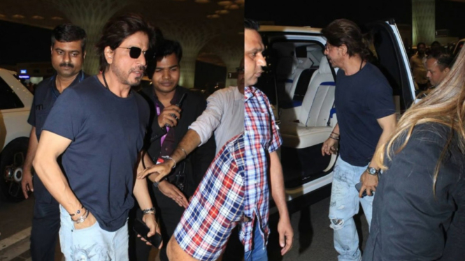 Penampakan Shah Rukh Khan Terciduk di Bandara Mumbai