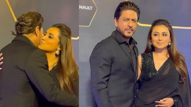 Shah Rukh Khan dan Rani Mukerji Terciduk Berpelukan Hangat di Dadasaheb Phalke 2024