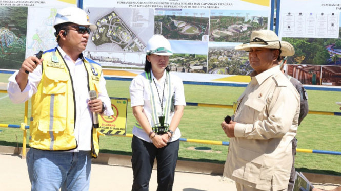 Menhan Prabowo Tinjau Pembangunan Gedung Istana Negara di IKN, Persiapan Jelang HUT RI