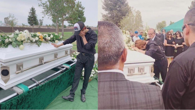 Kim Samuel Menangis di samping Peti Mendiang Ayahnya