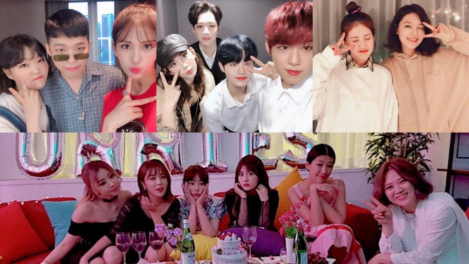 Jeon Somi bersama teman-teman artis