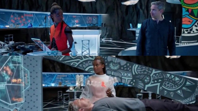 Shuri dan Agent Ross dalam film Black Panther