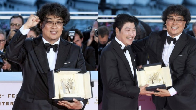 Bang Joon Ho dan Song Kang Ho di Festival Film Cannes 2019