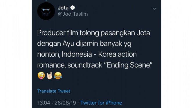 Tweet Joe Taslim Bahas IU
