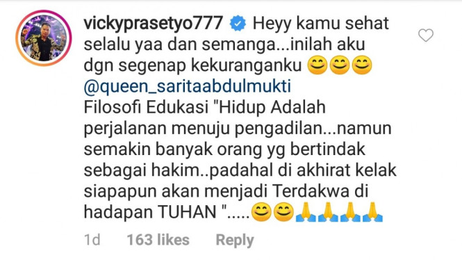 Komentar Vicky Prasetyo