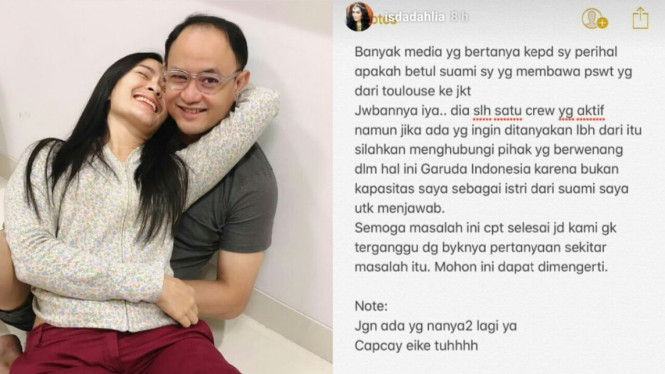 Iis dahlia dan suami, pilot pesawat Garuda