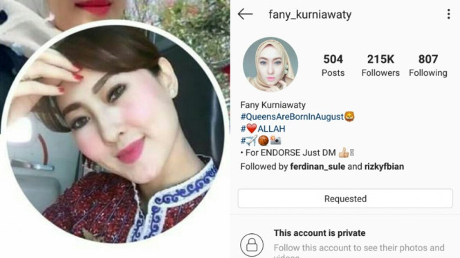 Facebook dan instagram Fany Kurniawaty