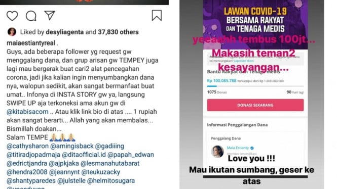 Maia estianty donasi lawan corona