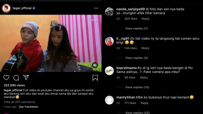 Tegar Septian dan istri