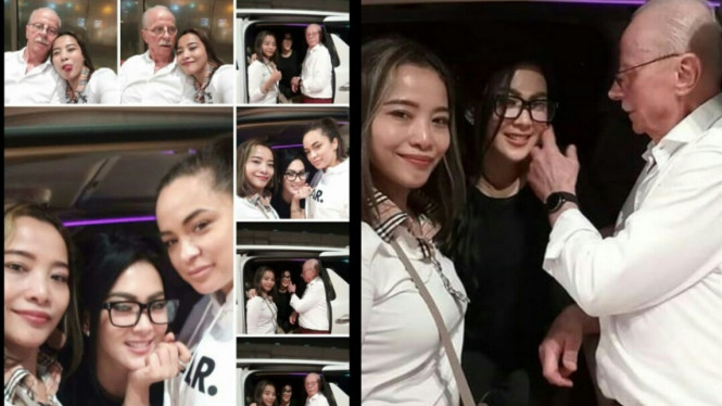 Syahrini dan papa angkat bule pegangan tangan