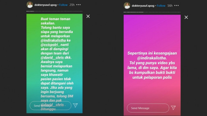 Indira Kalistha dilaporkan polisi