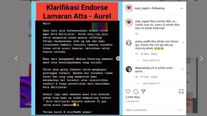 Catering Pernikahan Diduga Atta Halilintar dan Aurel Hermansyah 