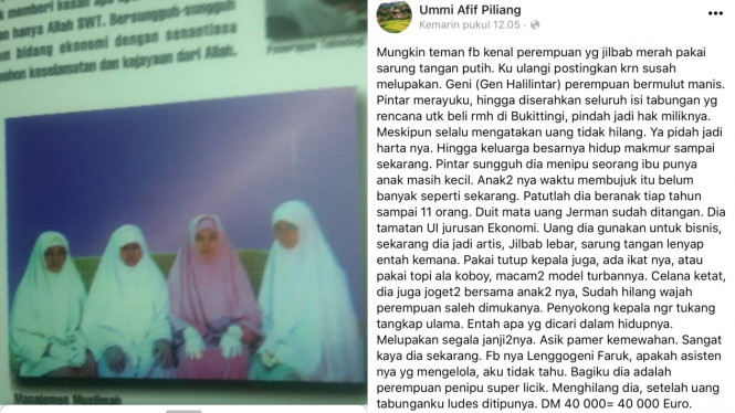 Facebook/ummi afif piliang